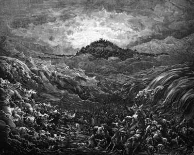 Bible, Pharaoh's sinking in the Red Sea, First Book of Moses, Moses, Old Testament, Genesis, Red