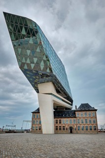 ANTWERP, BELGIUM, MAY 27, 2018: Antwerp port administration headquarters, designed by famous