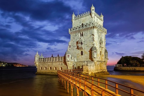 Belem Tower or Tower of St Vincent, famous tourist landmark of Lisboa and tourism attraction, on