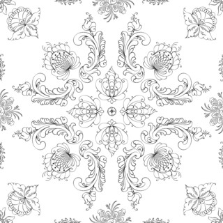 Hand drawn seamless floral pattern on a white background, vector textile template