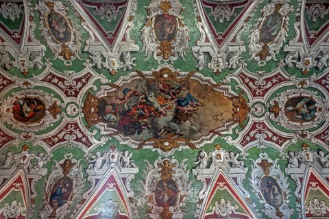 Ceiling fresco in the Basílica de Nossa Senhora dos Mártires, Chiado district, Lisbon, Portugal,