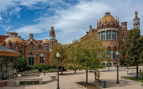 Historic hospital complex of the Hospital de la Santa Creu i Sant Pau, Barcelona, Catalonia, Spain,