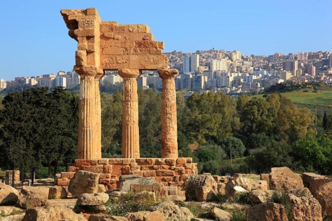 In the Parco Valle dei Templi di Agrigento, Unesco World Heritage Site, remains of the ancient city