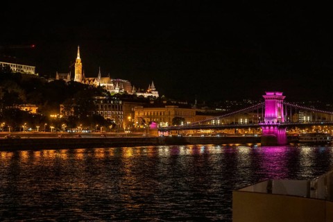 Budapest by night, Chain Bridge, Hungary, Europe