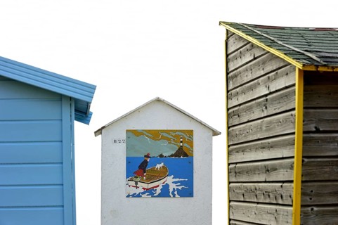 Colourful beach cabins at Saint-Denis-d'Oléron on the island Ile d'Oléron, Charente-Maritime,
