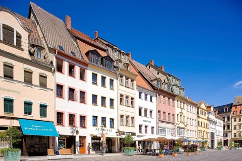 Altenburg main market with historic town houses