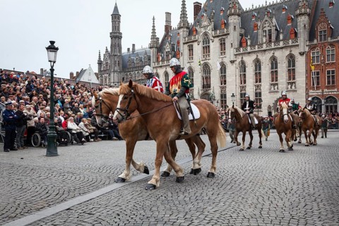 BRUGES, BELGIUM, MAY 17: Annual Procession of the Holy Blood on Ascension Day. Locals perform an