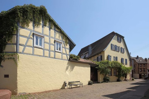 Idyllic houses in Fischergasse in Lohr am Main, Lower Franconia, Franconia, Spessart, Bavaria,