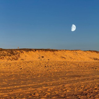 Coastline, dunes and beach at moonrise, Soustons Plage, Silver Coast, Côte dArgent, Atlantic Ocean,