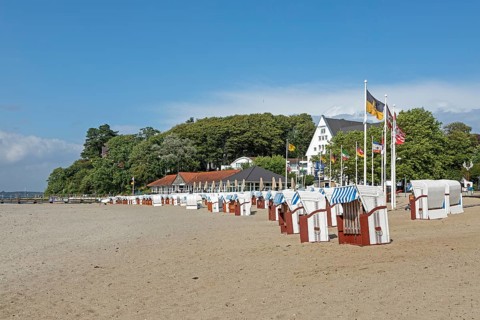 Beach chairs, beach, Glücksburg, Schleswig-Holstein, Germany, Europe