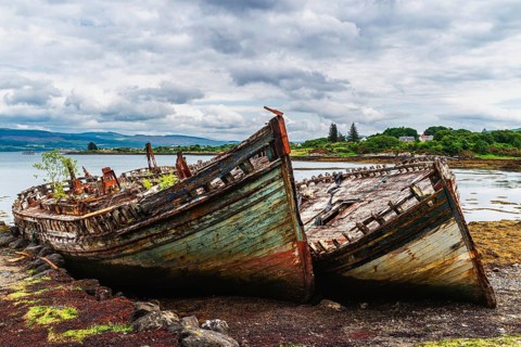 Ships wrecks, Salens, Isle of Mull, Scottish Inner Hebrides, Scotland, UK