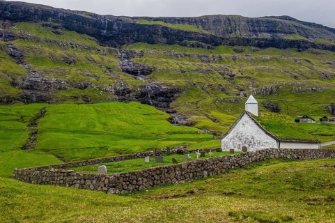 Old church in Saksun, Streymoy, Faroe islands, Denmark, Europe