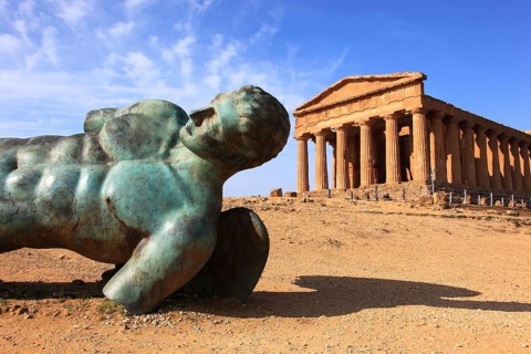 In the Parco Valle dei Templi di Agrigento, Unesco World Heritage Site, remains of the ancient city