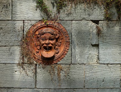 Ornaments on the façades of the Roman baths in Sanssouci Palace Park, Potsdam, Brandenburg,