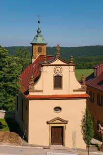 Kapfenburg Castle, house chapel, sacred building, church, clock, architecture, historical building,