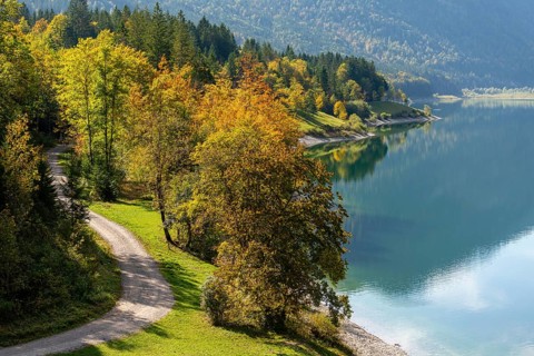Intake structure at the Sylvenstein reservoir is used for flood protection, dams the Isar, power