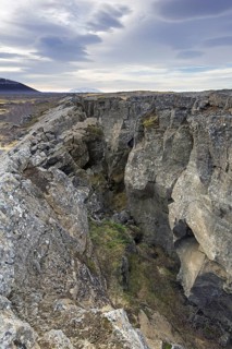 Grjotagia gaping fissure, Grjótagjá tectonic crack, Mid-Atlantic Ridge running through Iceland at