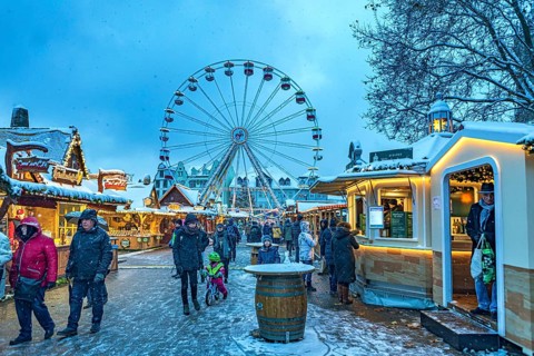 Christmas market on the cathedral square in Erfurt, Thuringia, Germany, Europe