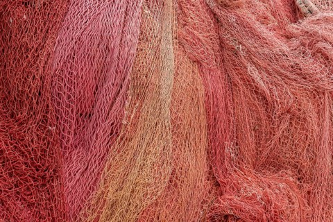 Red fishing nets, Brela, Croatia, Europe
