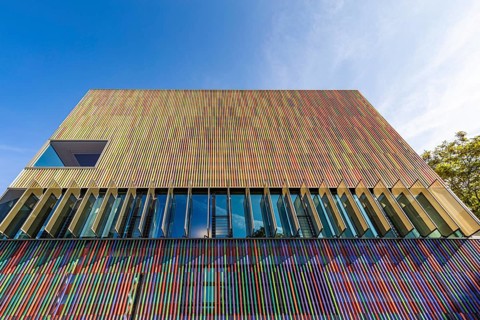 Facade of the Museum Brandhorst in the Kunstareal Munich, art museum, Munich, Bavaria, Germany,
