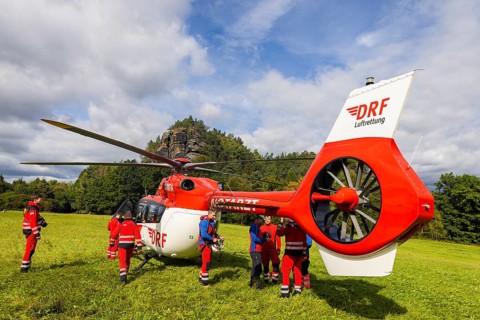 Winch rescue training of the rescue helicopter, Christoph 62, on the occasion of the 50th