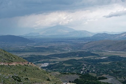 Extensive landscape around the Kalasa stream near Vergo in southern Albania. Qark Vlora, Albania,
