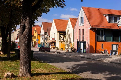 Altkötzschenbroda village green with numerous restaurants and quaint pubs
