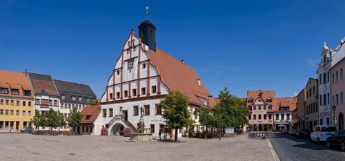 Grimma town hall. In the historic old town, the imposing Renaissance town hall stands out as the