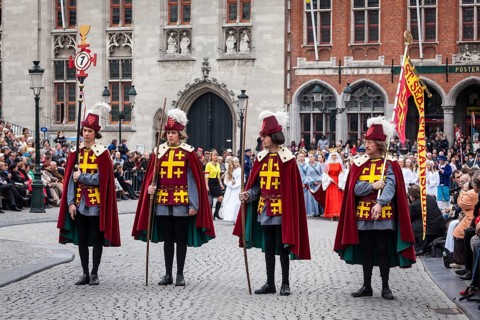 BRUGES, BELGIUM, MAY 17: Annual Procession of the Holy Blood on Ascension Day. Locals perform an
