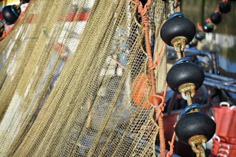 Crab cutter net on a boat in Büsum, Germany, Europe