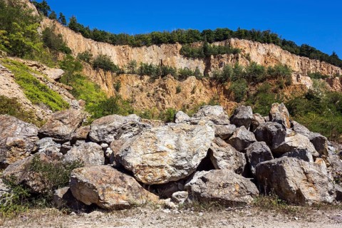 Disused Vatter porphyry quarry, Dossenheim, Baden-Württemberg, Germany, Europe