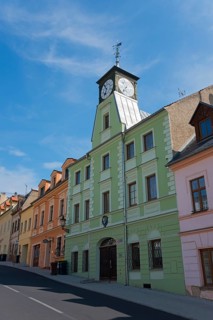 Old town centre with town hall, Krupka, Graupen, Teplice, Ústecký kraj, Bohemia, Czech Republic,