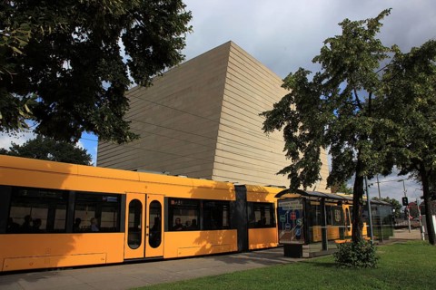New Synagogue and Tramway in Dresden, Saxony, Germany, Europe