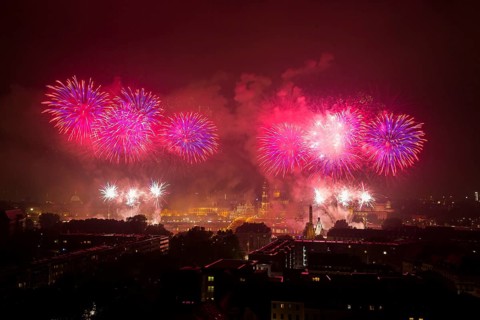 Fireworks over the Old Town of Dresden