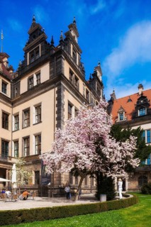 Residential Palace in spring. Large parts of the Residenzschloss in Dresden have already been