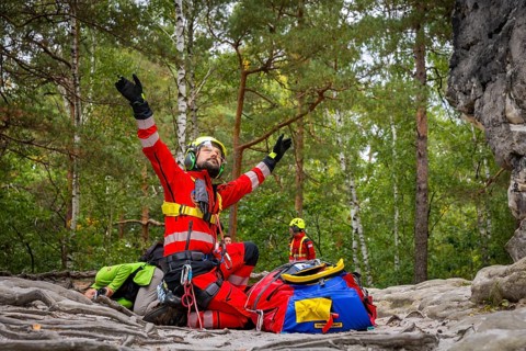 Winch rescue training of the rescue helicopter, Christoph 62, on the occasion of the 50th