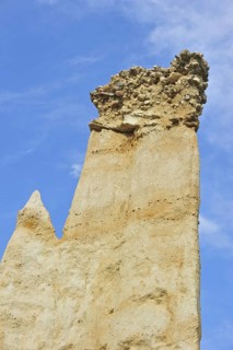 Strange rock formations created by water erosion at the Orgues d'Ille-sur-Têt in the