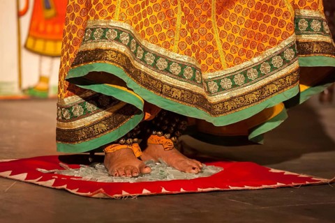 UDAIPUR, INDIA, NOVEMBER 24: Bhavai performance, folk dance of Rajasthan Performer balances number