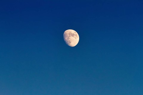 Waxing moon, blue sky, France, Europe
