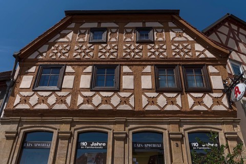 Historic half-timbered house, residential and commercial building 18th century Zeil am Main, Lower