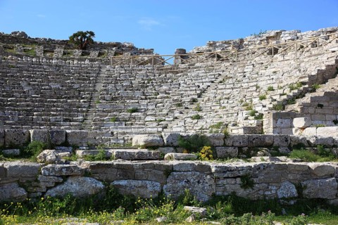 The Greek theatre in the former ancient city of Segesta, the province of Trapani, Sicily, Italy,