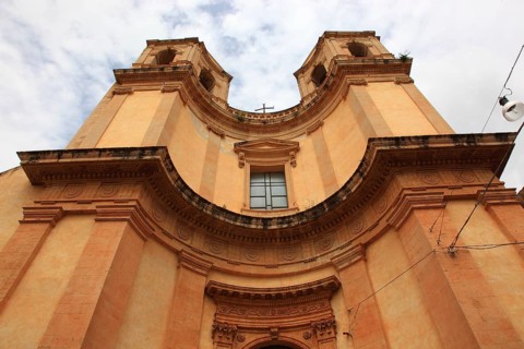 Old town of the late Baroque city of Noto in the Val di Noto, church, Chiesa di Montovergine,