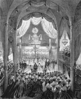 The wedding of Umberto I and his cousin Margarethe on 22 April 1868 in Turin Cathedral, Umberto I.
