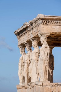 Columned Figures, Erechtheion Temple with Caryatids, Caryatid Hall, Acropolis, Athens, Greece,