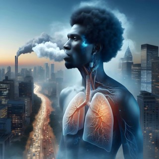 Air Pollution city and people suffers lung disease. Industrial pollution. Industrial smoke. Human
