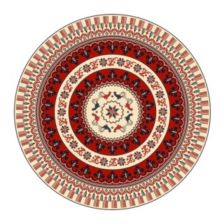 Traditional Polish embroidery round symbol, vector template. Isolated objects over white background