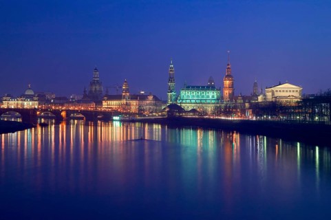 Dresden silhouette in the evening