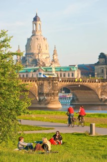 Dresden Elbe meadows in spring