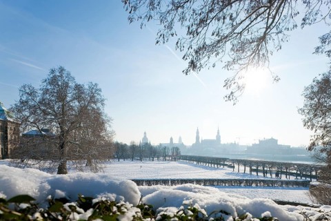 Dresden silhouette in winter