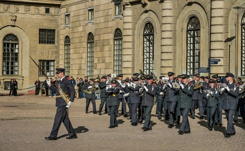 Music band, Changing of the guard, Parade ground, Yttre borggarden, Royal Castle, Kungliga slottet,